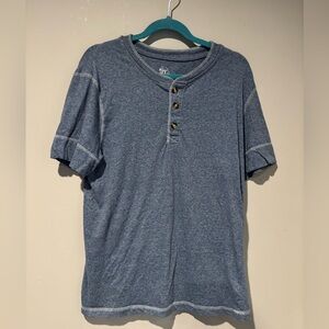 Men's Blue Short Sleeve Henley Shirt